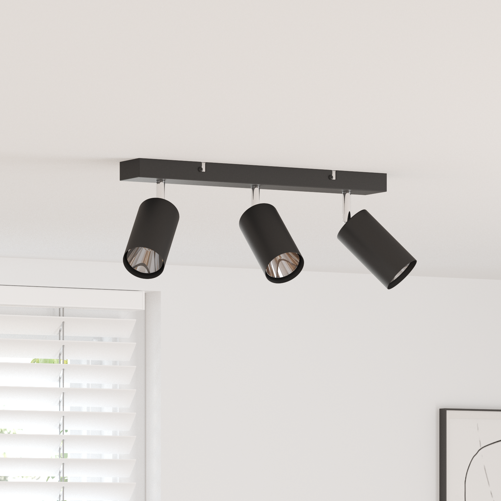 vidaXL Projecteur de Plafond 3 Voies Ajustable Noir GU10
