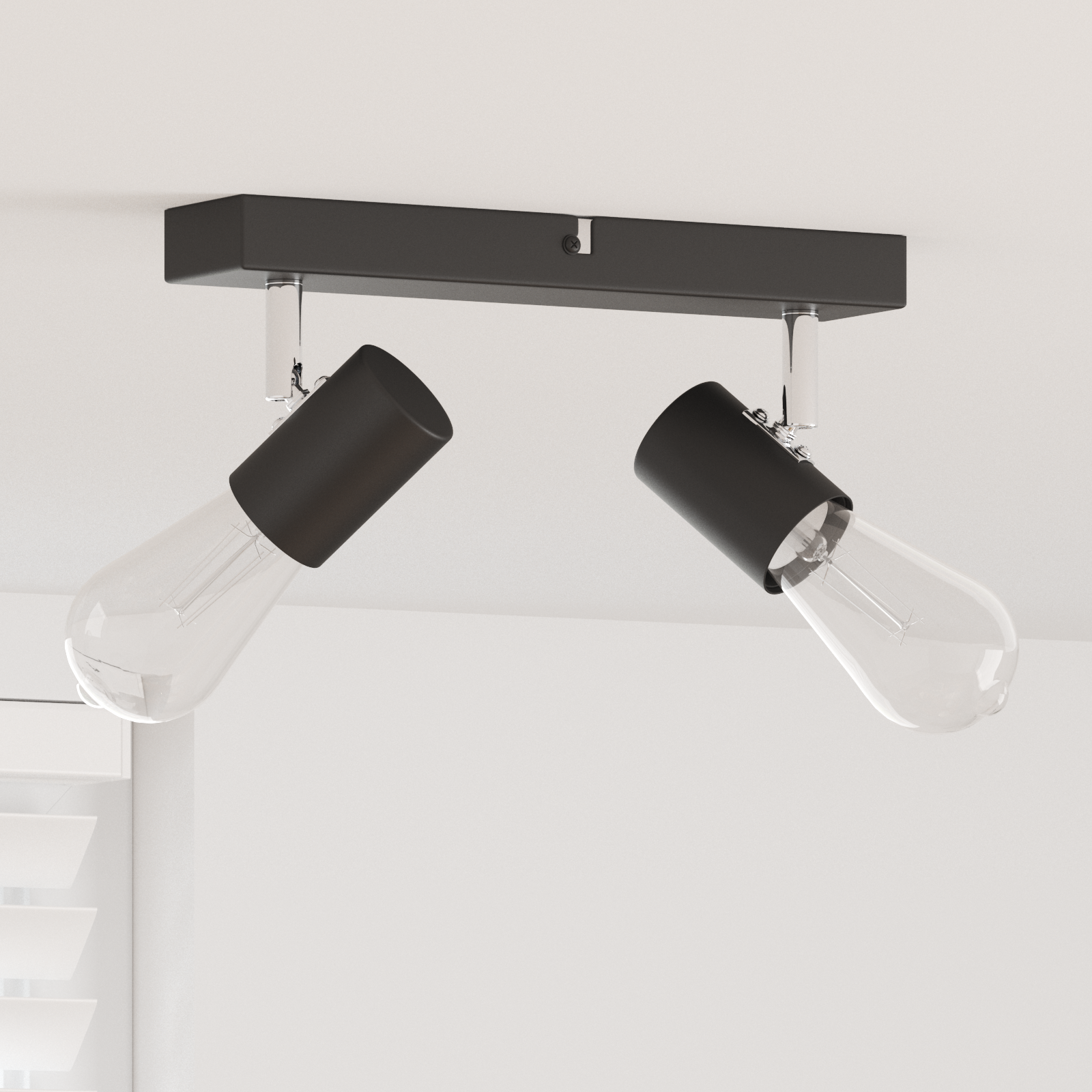 vidaXL Projecteur de plafond 2 voies ajustable noir E27