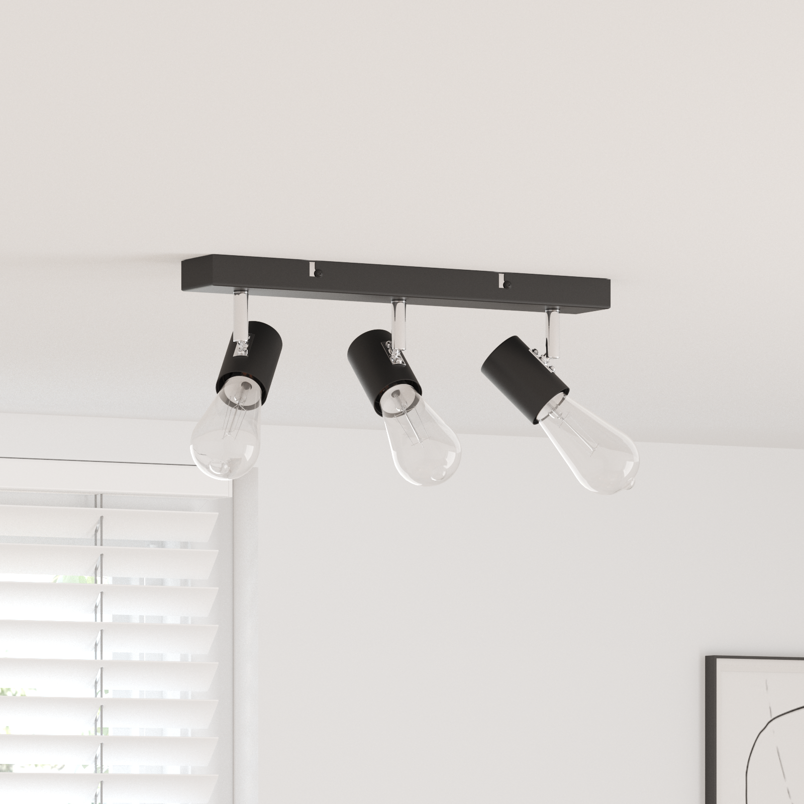 vidaXL Projecteur de plafond 3 voies ajustable noir E27
