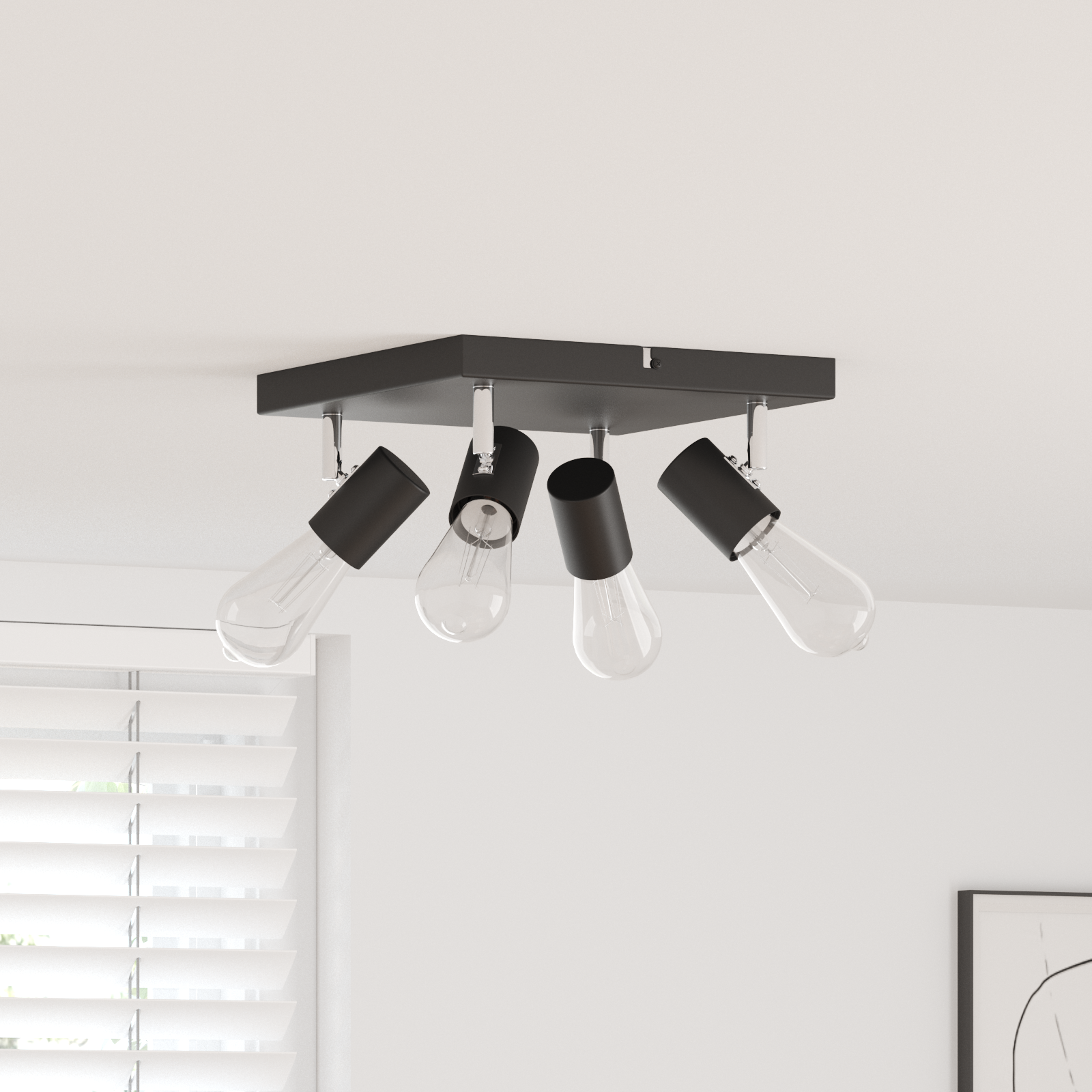 vidaXL Projecteur plafond 4 voies réglable noir E27