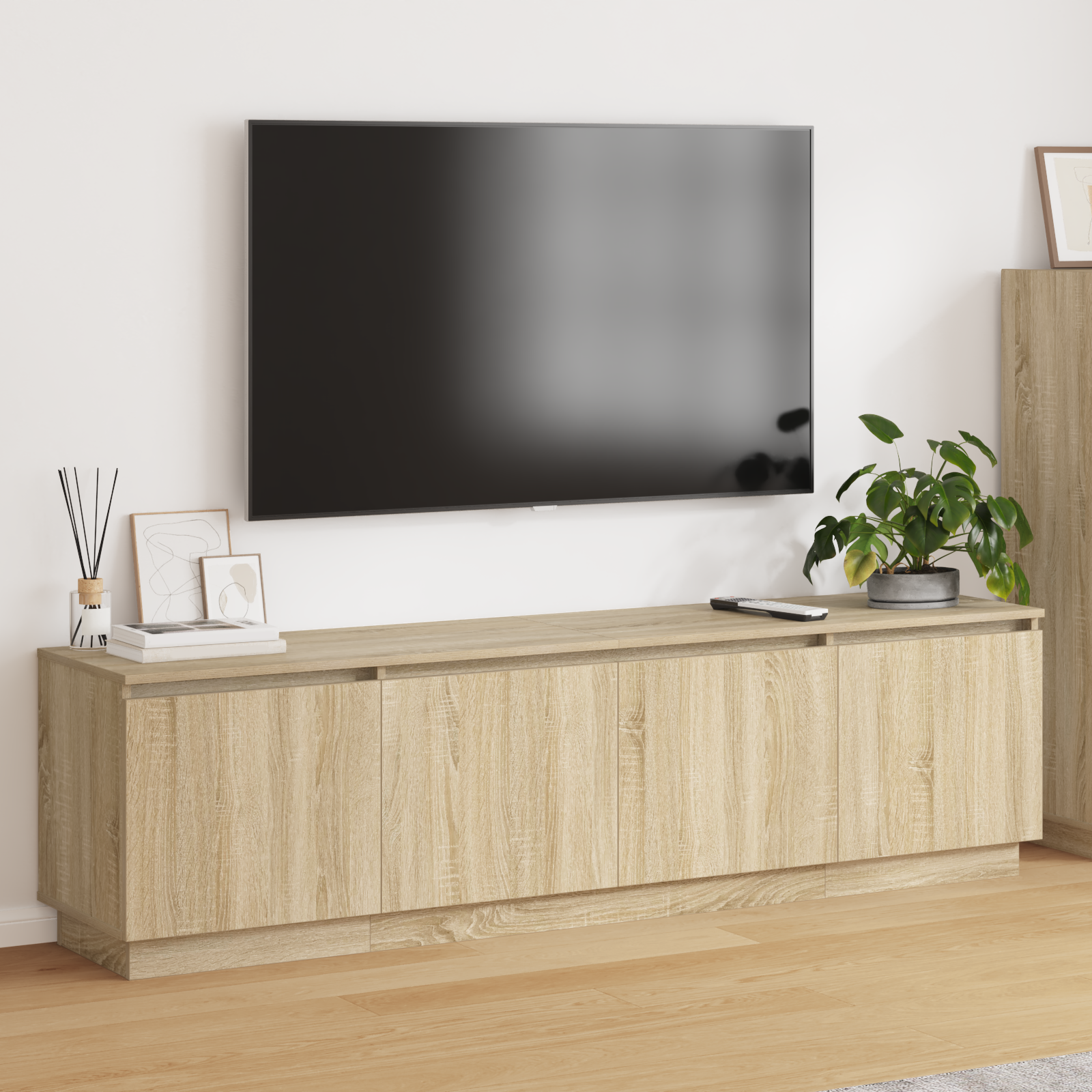meuble TV vidaXL avec LED Chêne Sonoma 180x38x49 cm Bois d'ingénierie