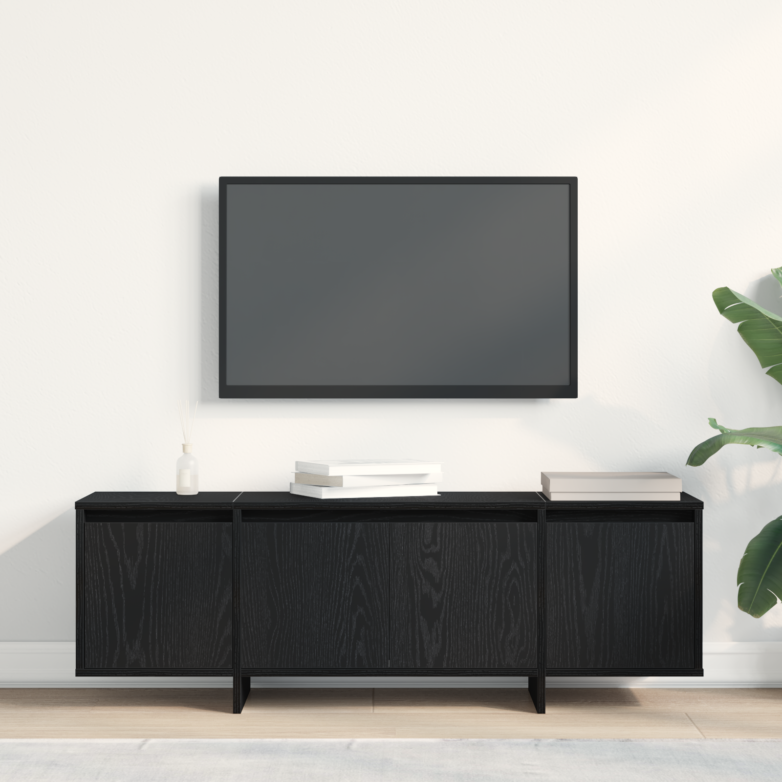 Meuble TV vidaXL Noir Chêne 120x30x40,5 cm en bois de génie