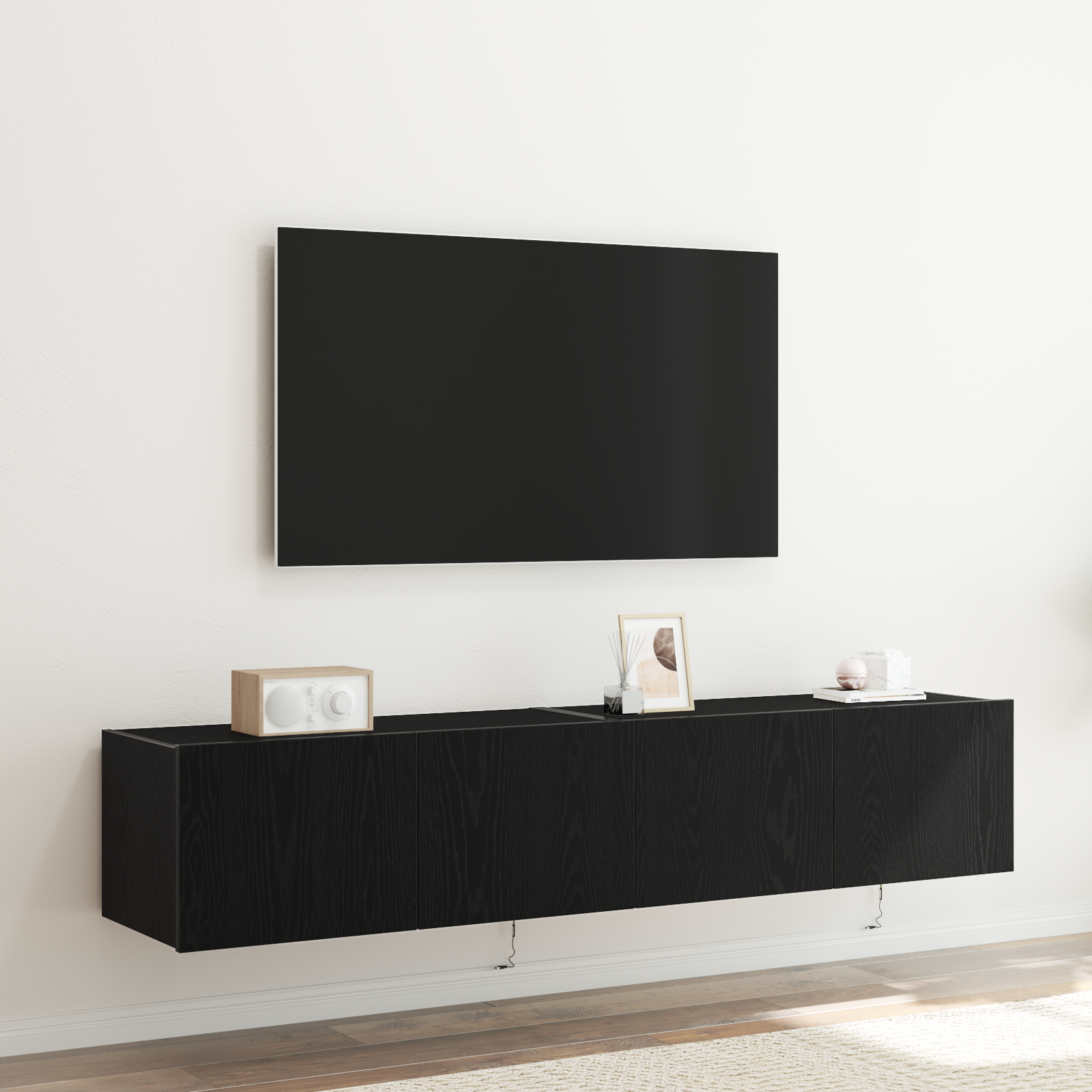 Meubles TV vidaXL avec lumières LED 2 pcs Chêne Noir 80x35x31 cm