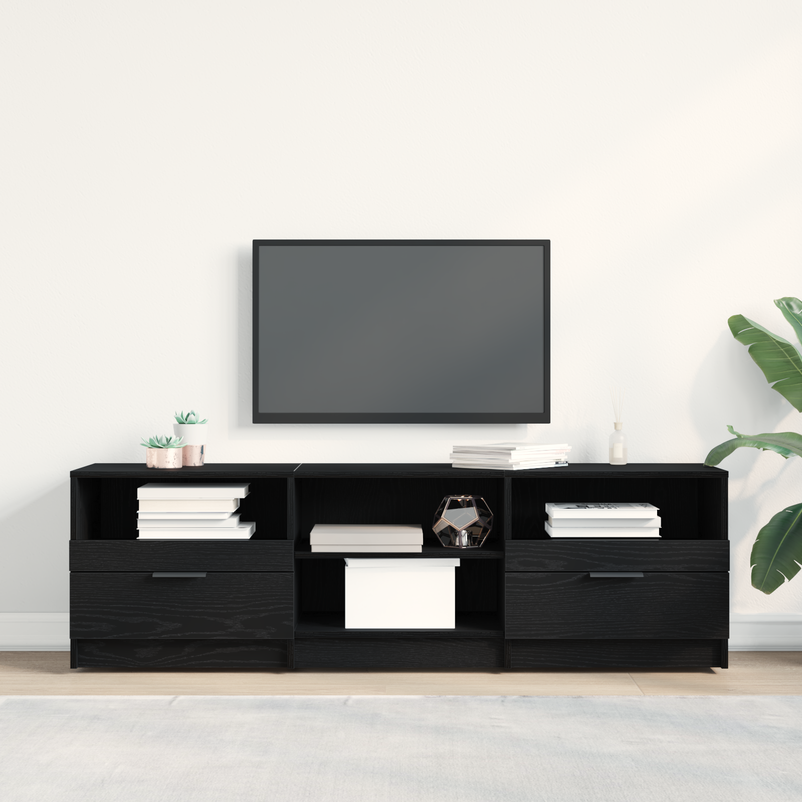 Meuble TV vidaXL Noir Chêne 150x33,5x45 cm Bois d'ingénierie