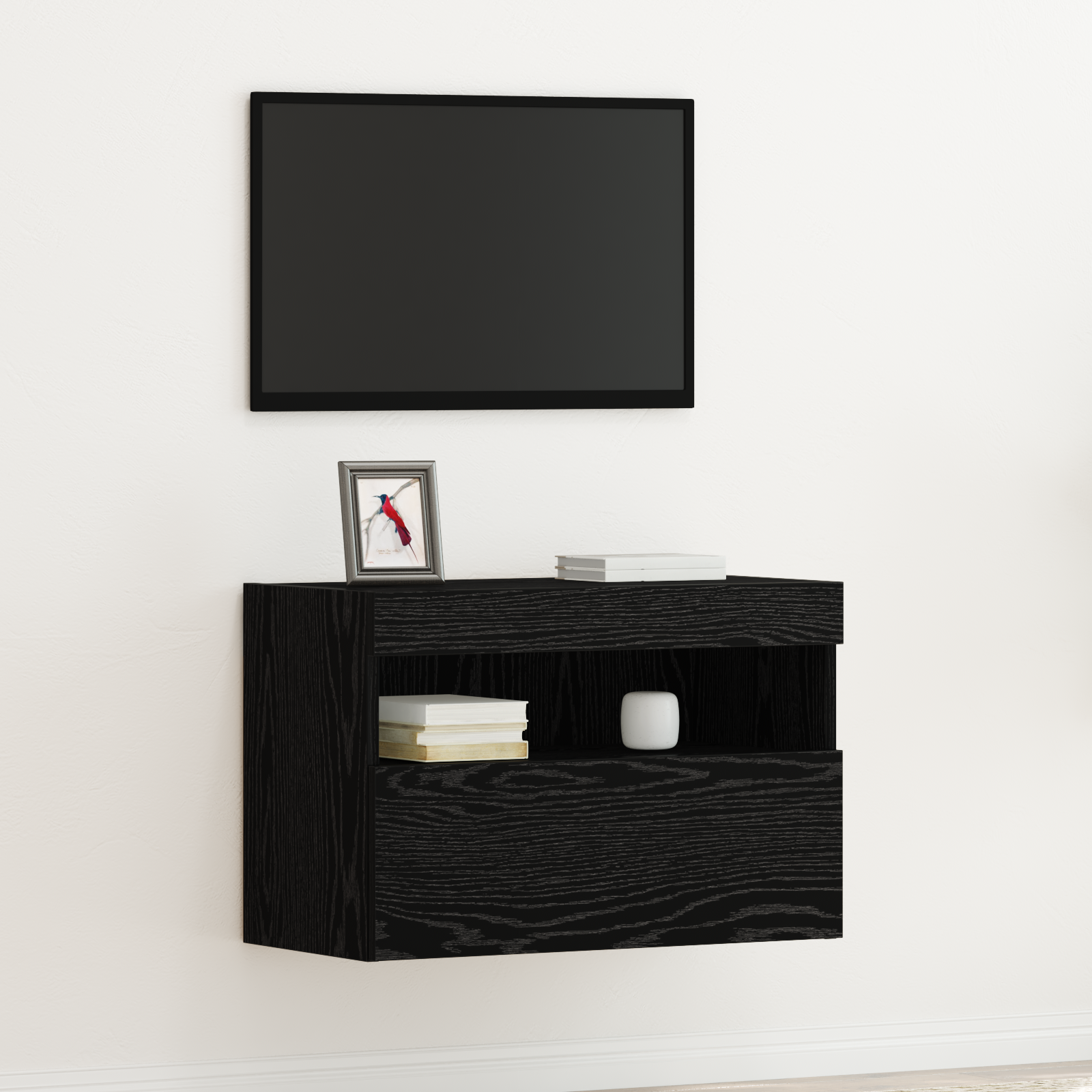 Meuble TV vidaXL avec éclairage LED Chêne noir 60x30x40 cm