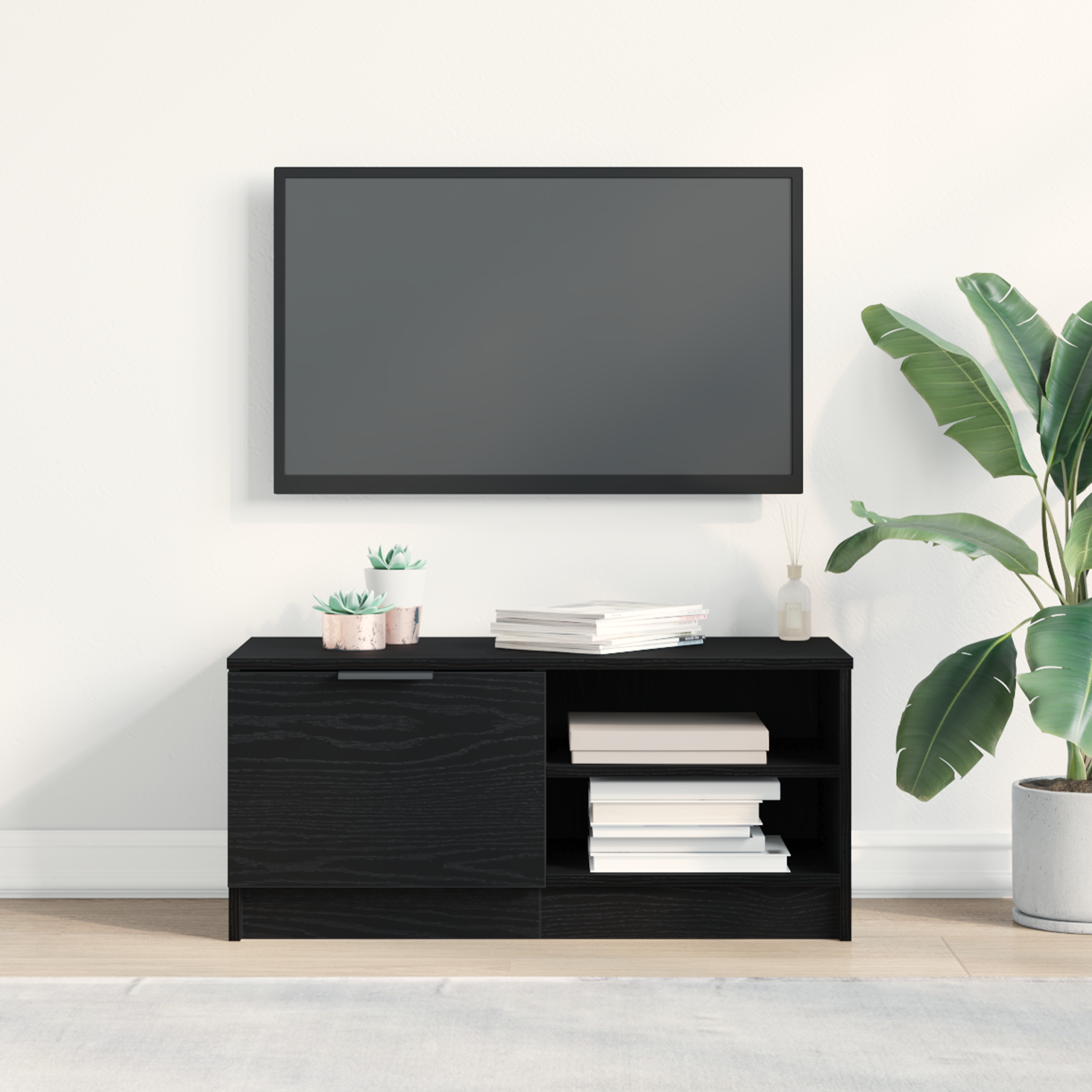 Meuble TV vidaXL Noir Chêne 80x35x36,5 cm Bois aggloméré