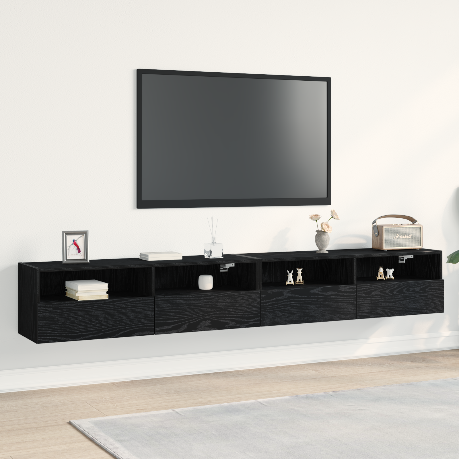 Meubles TV vidaXL 2 pcs Chêne noir 100x30x30 cm Bois d'ingénierie