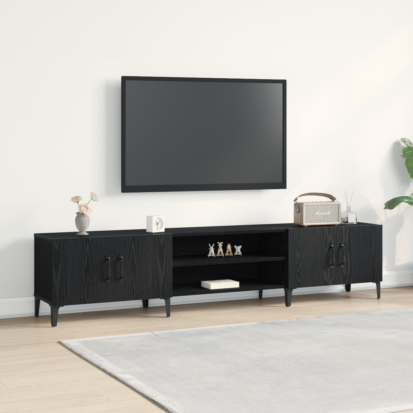 meuble TV vidaXL Noir Chêne 180x31,5x40 cm Bois d'ingénierie