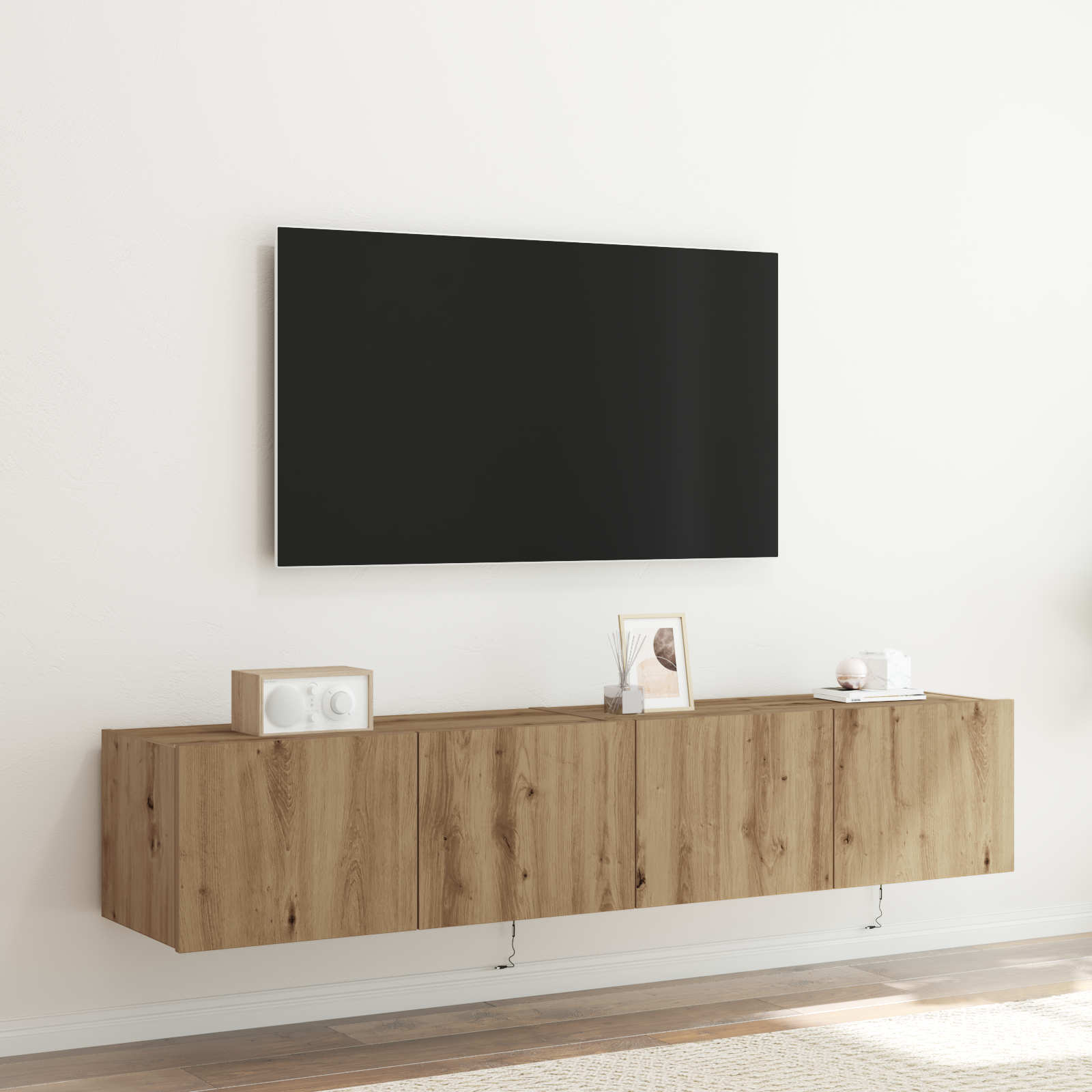 Rangements TV vidaXL avec lumières LED 2 pcs Chêne Artisan 80x35x31 cm