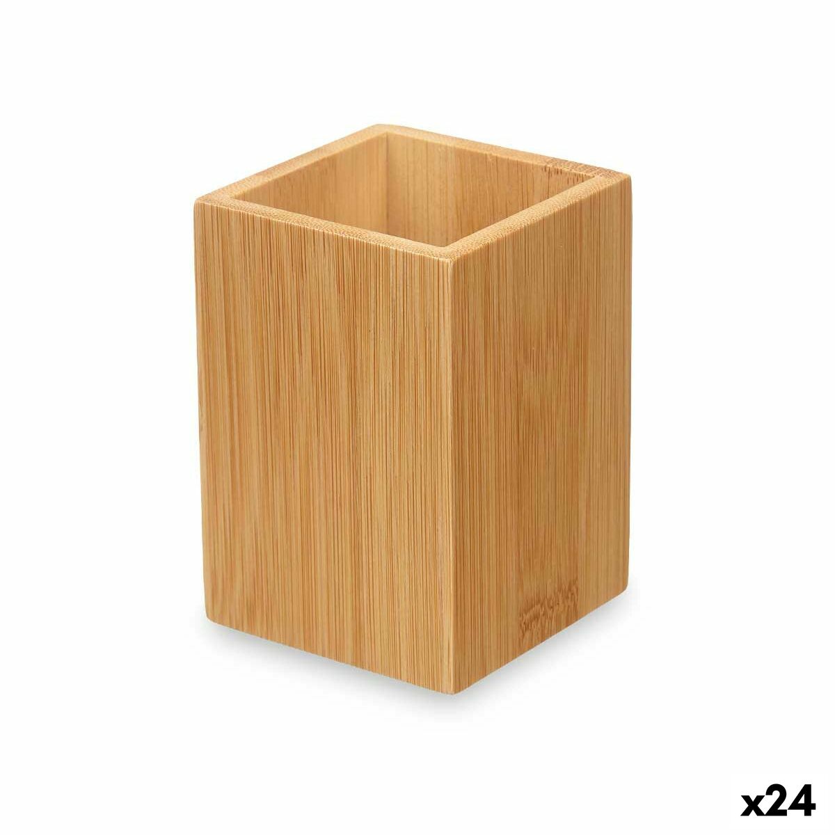 Portaspazzolini da Denti Berilo Naturale Bambù Plastica 6,8 x 9,7 x 6,8 cm (24 Unità)