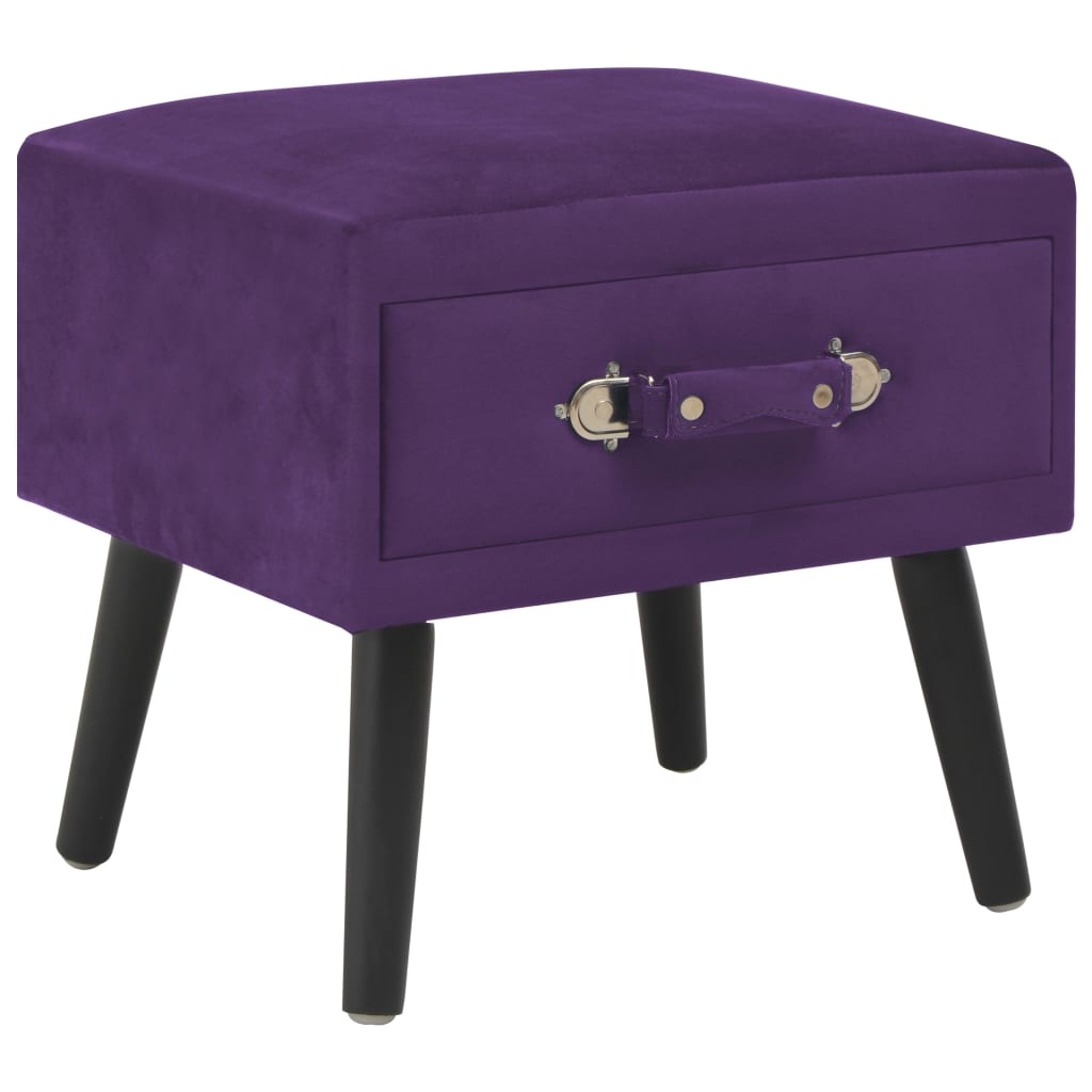Comodini Viola Scuro 2 Pz 40x35x40 Cm In Velluto