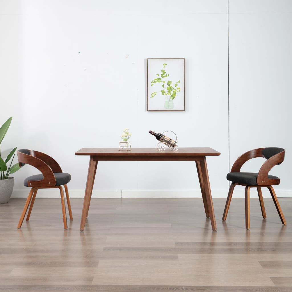 Sedie Da Pranzo 2 Pz Legno Curvato E Tessuto Grigio Scuro
