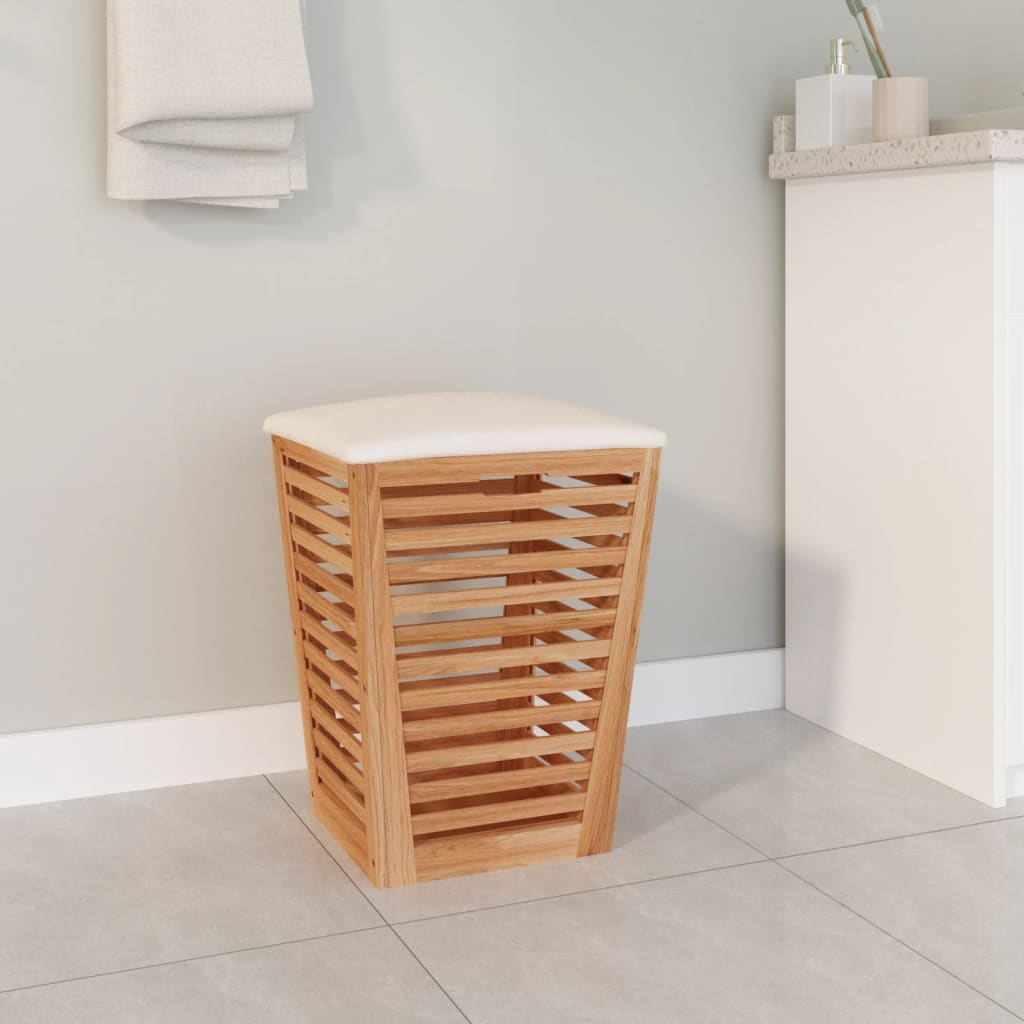 Sgabello Da Bagno 40,5x40,5x56 Cm In Legno Massello Di Noce