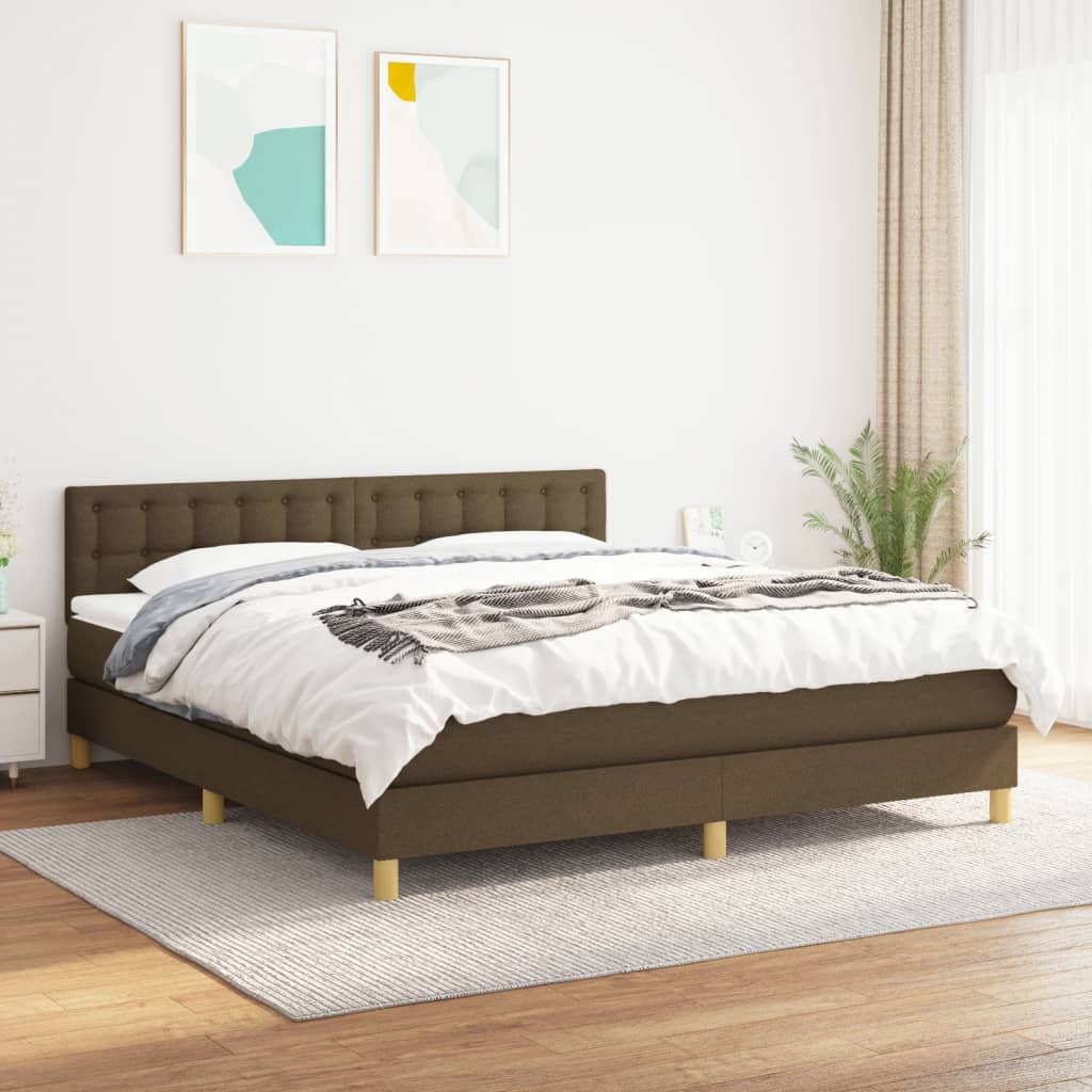 Giroletto A Molle Con Materasso Marrone Scuro 180x200cm Tessuto