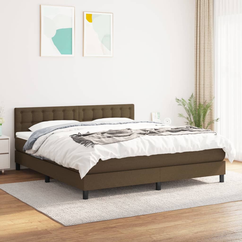 Giroletto A Molle Con Materasso Marrone Scuro 180x200cm Tessuto