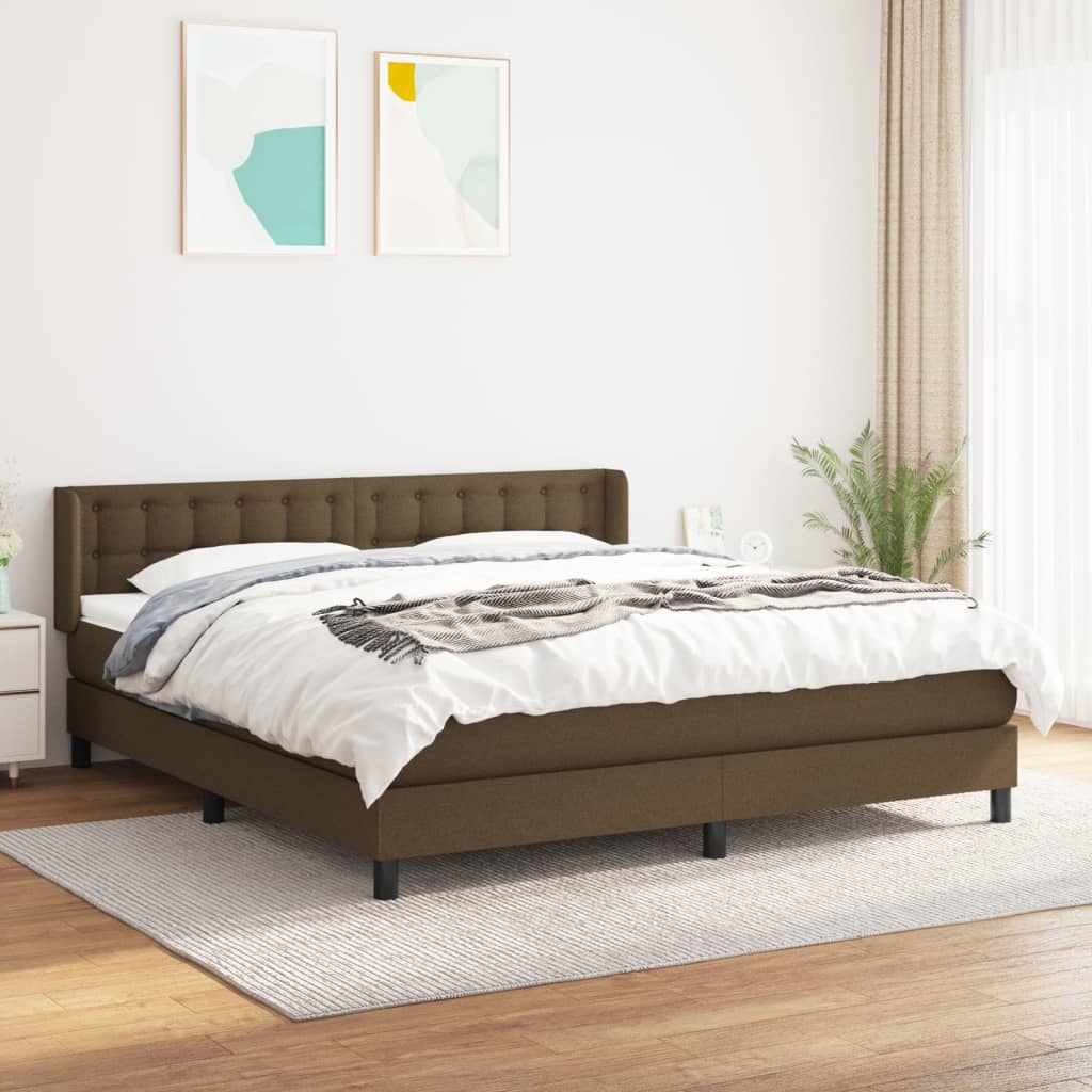 Giroletto A Molle Con Materasso Marrone Scuro 180x200cm Tessuto