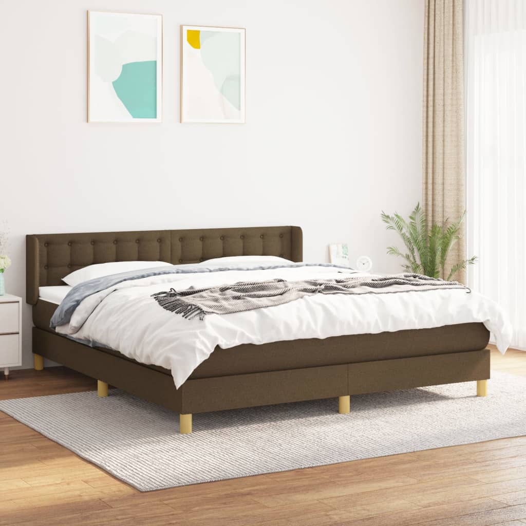 Giroletto A Molle Con Materasso Marrone Scuro 180x200cm Tessuto