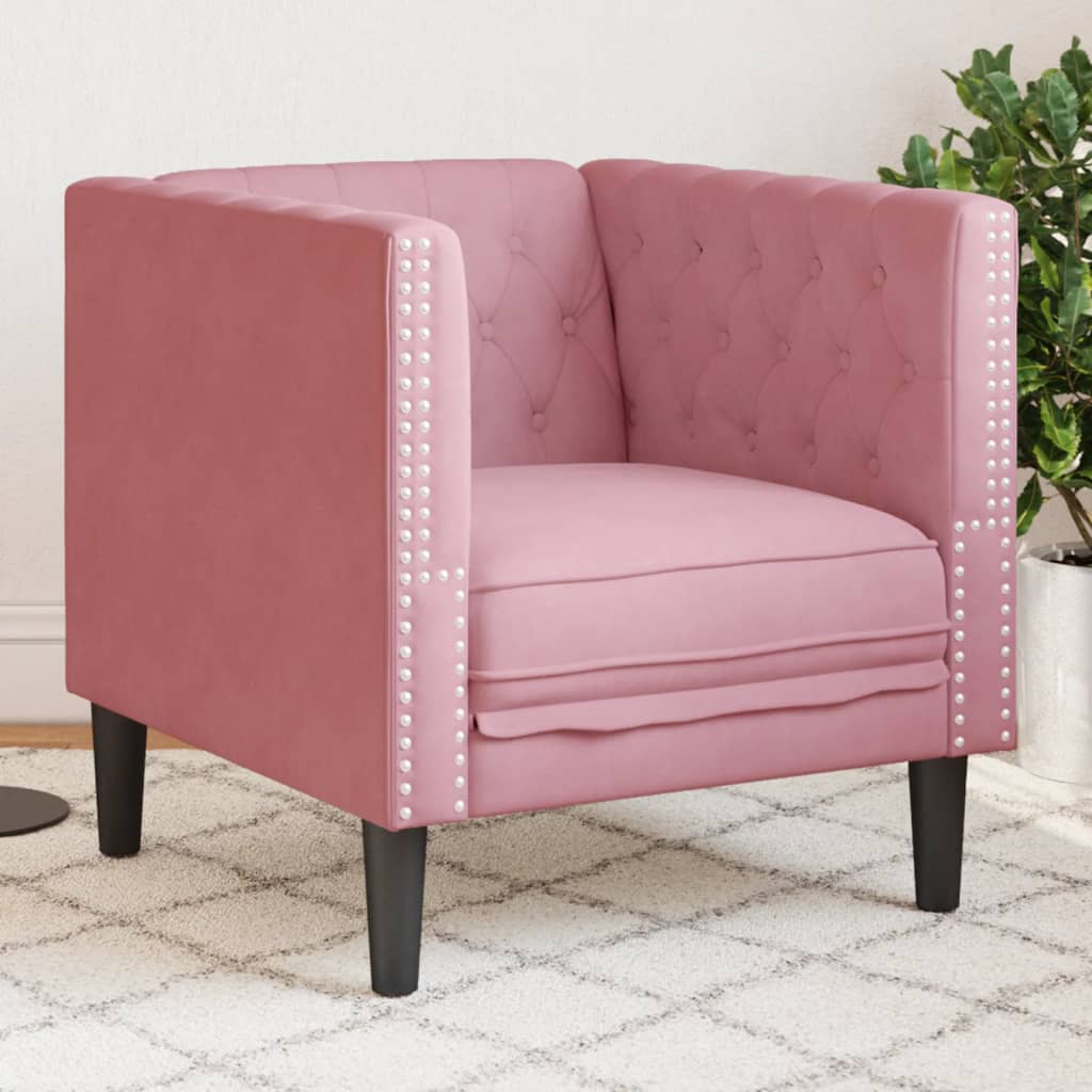 Poltrona Chesterfield Rosa In Velluto