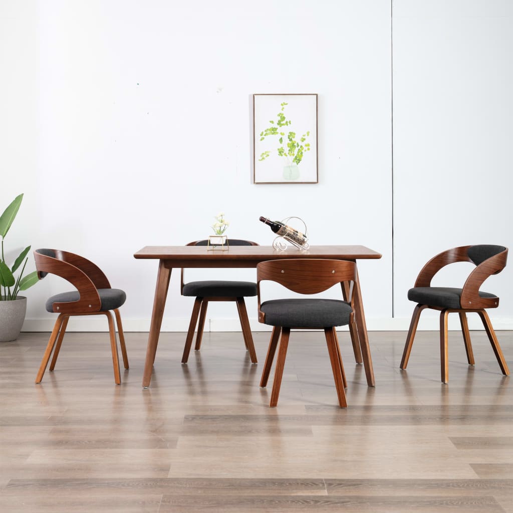Sedie Da Pranzo 4 Pz Legno Curvato E Tessuto Grigio