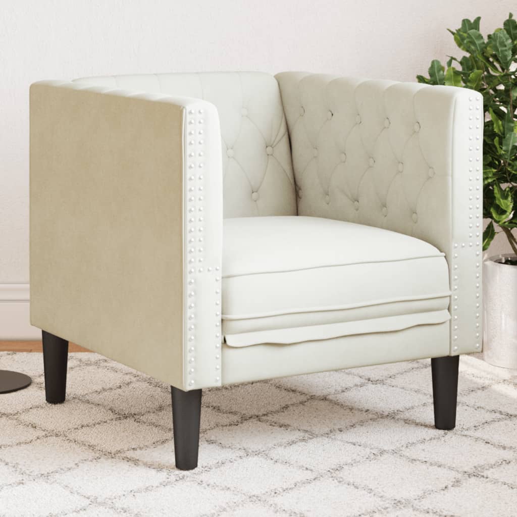 Poltrona Chesterfield Crema In Velluto