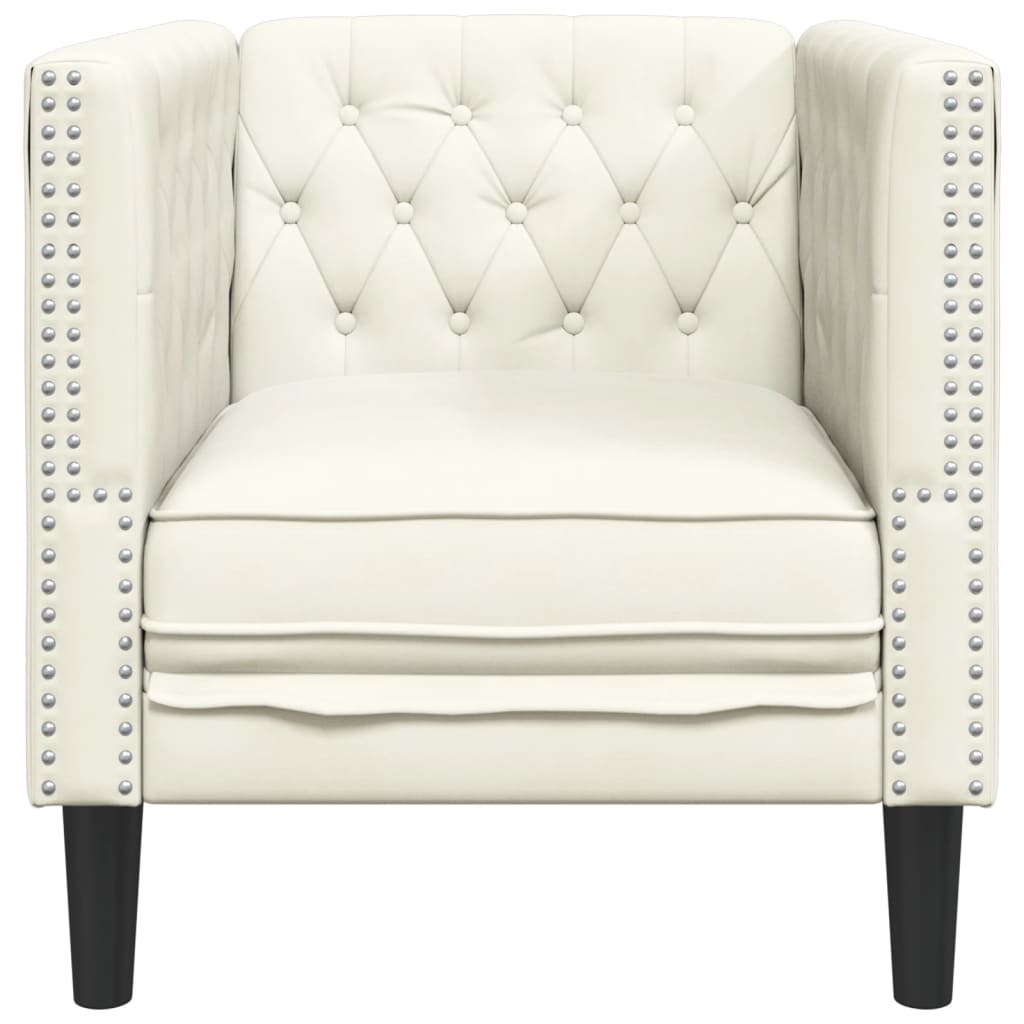 Poltrona Chesterfield Crema In Velluto - Image 4