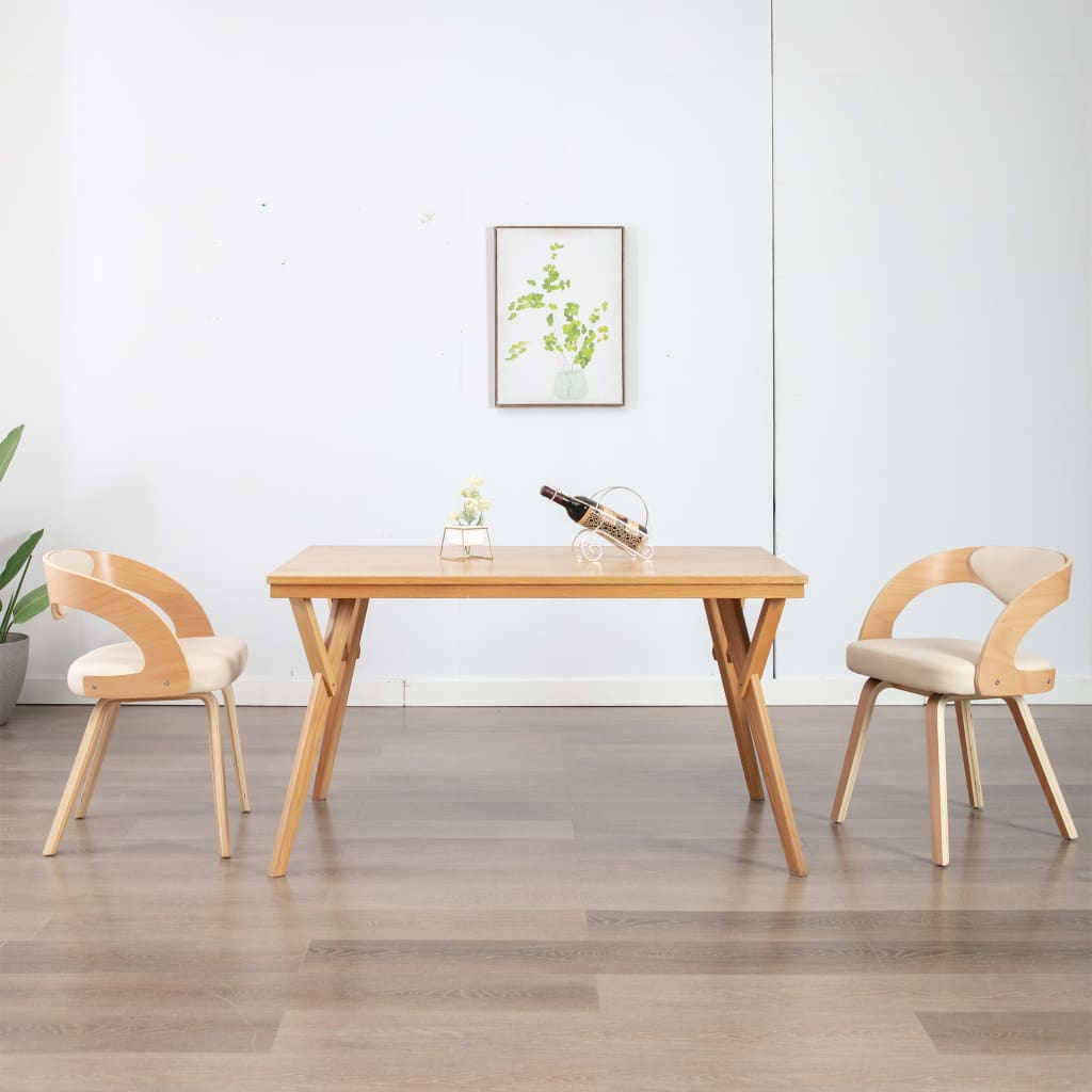Sedie Da Pranzo 2 Pz In Legno Curvato E Similpelle Crema