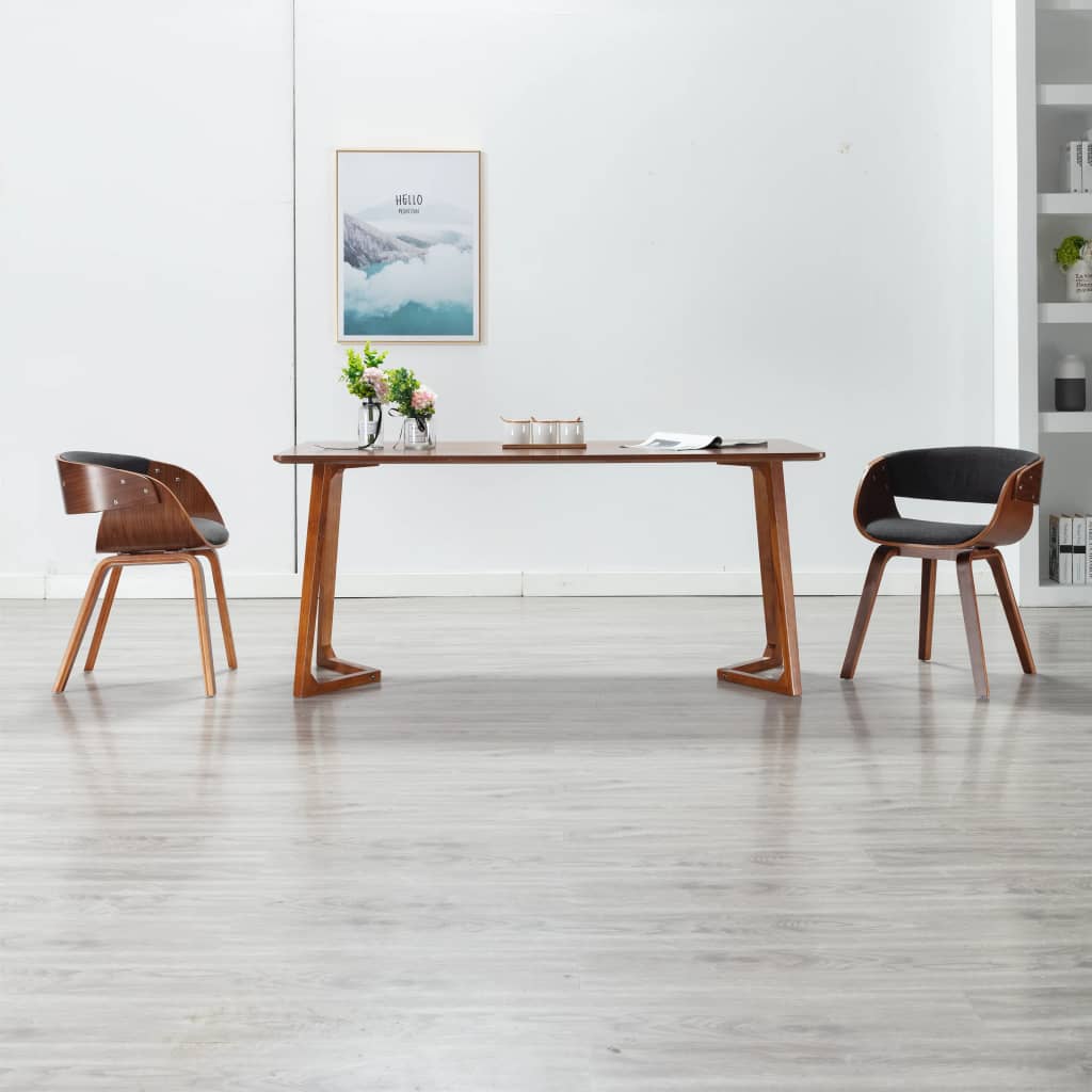 Sedia Da Pranzo Grigia In Legno Curvato E Tessuto
