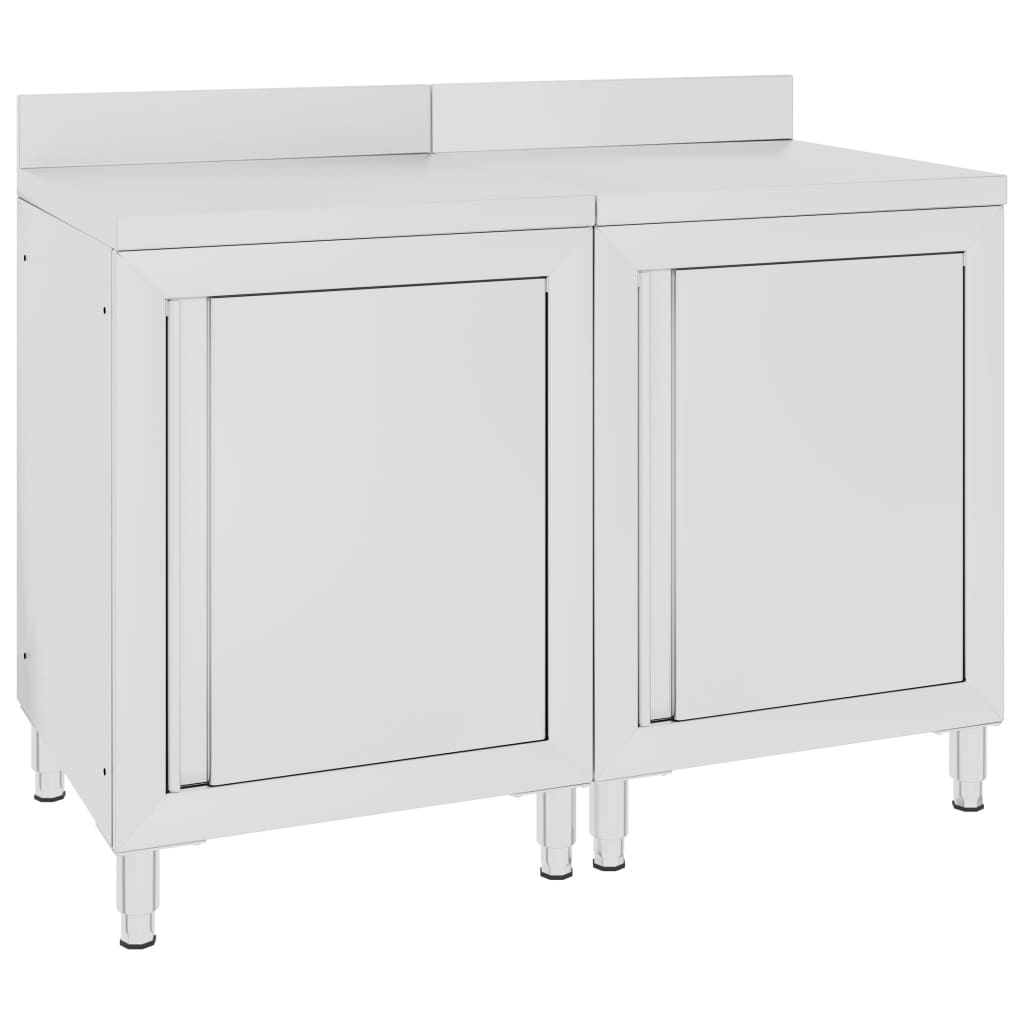 vidaXL Table de travail commerciale avec armoire 120x60x96 cm Inox