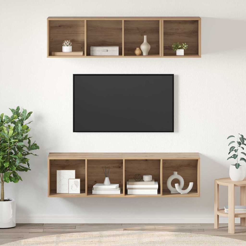 vidaXL Conjunto de mueble de TV 3 pcs Roble artesanal