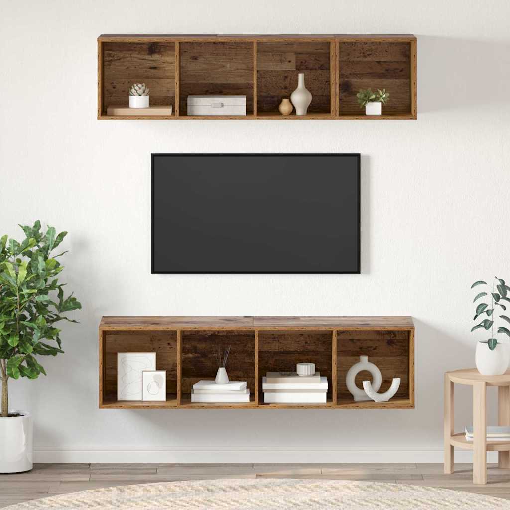vidaXL Conjunto de mueble de TV Montaje en la pared 3 pcs Madera Vieja