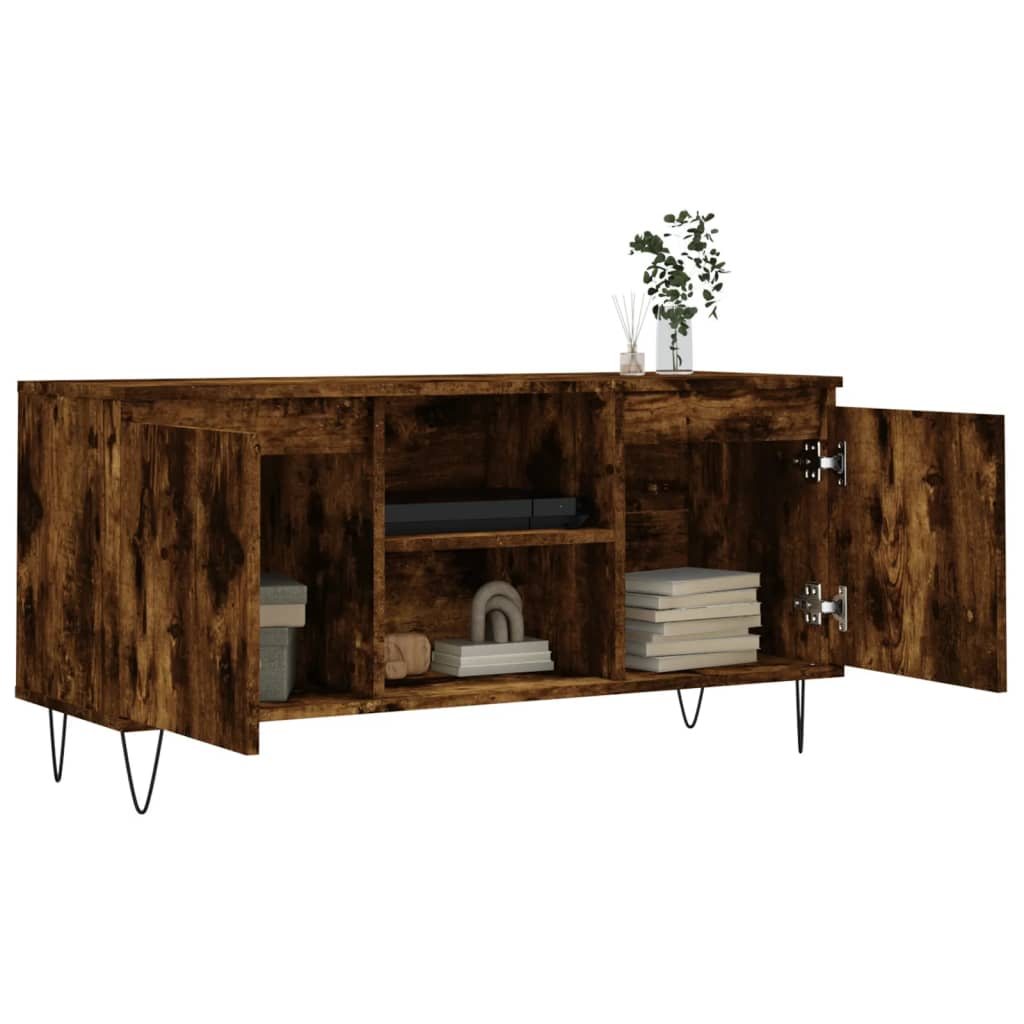 vidaXL Mueble de TV madera de ingeniería roble ahumado 104x35x50 cm - Image 4