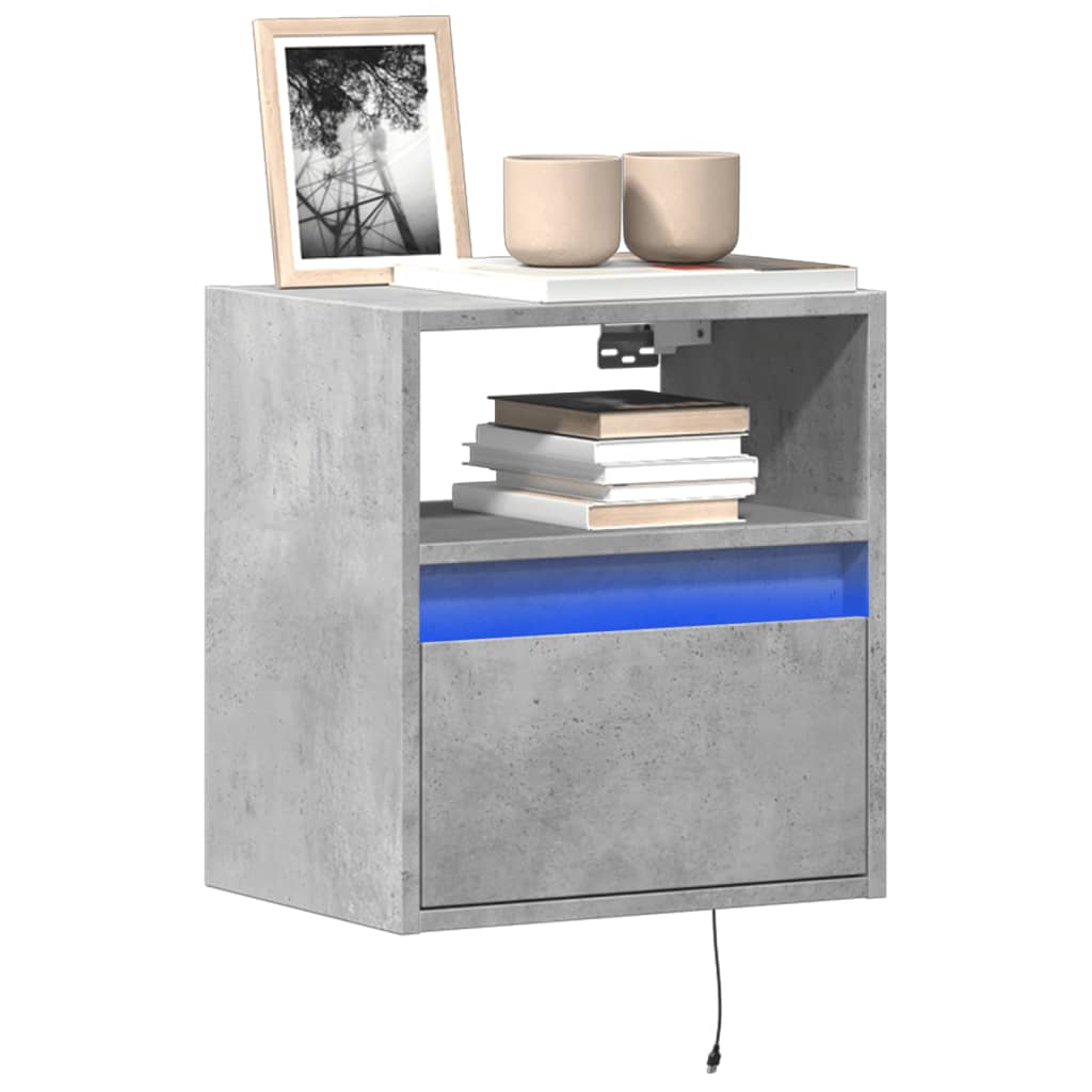 vidaXL Mueble de TV de pared con luces LED gris hormigón 41x31x45 cm