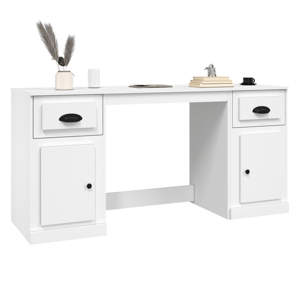 vidaXL Escritorio con armario madera contrachapada blanco - Image 4