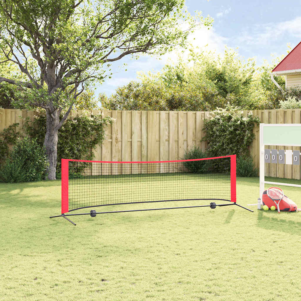 vidaXL Red de tenis Manual Negro y rojo 301 x 90.5 x 87 cm Poliéster - Image 3