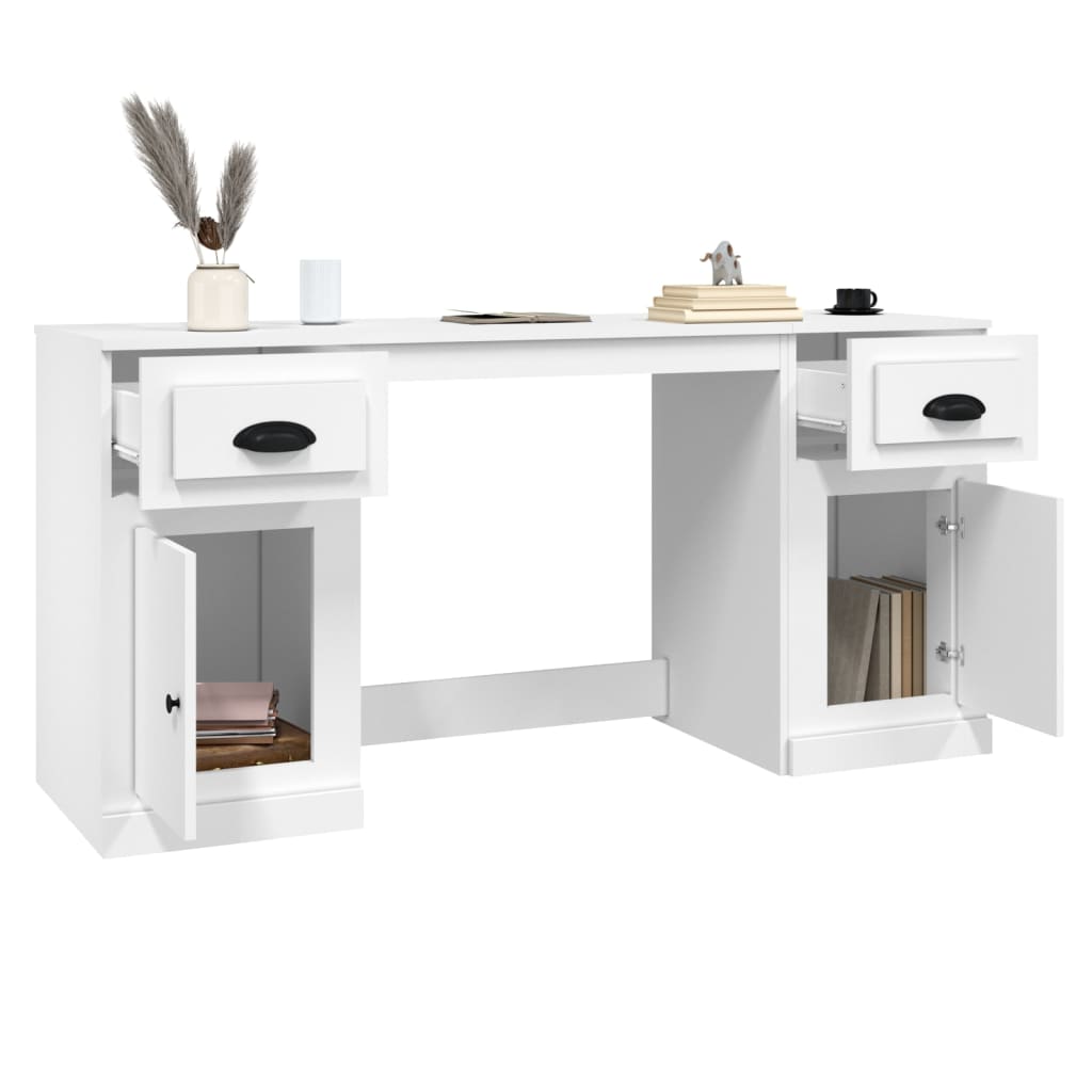 vidaXL Escritorio con armario madera contrachapada blanco - Image 5