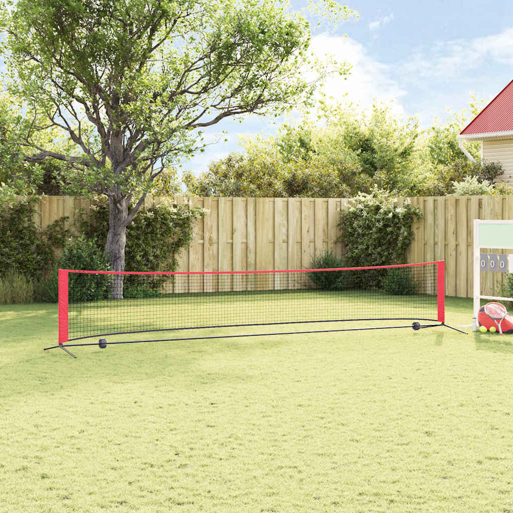 vidaXL Red de tenis Manual Negro y rojo 494.5 x 90 x 87 cm Poliéster - Image 3