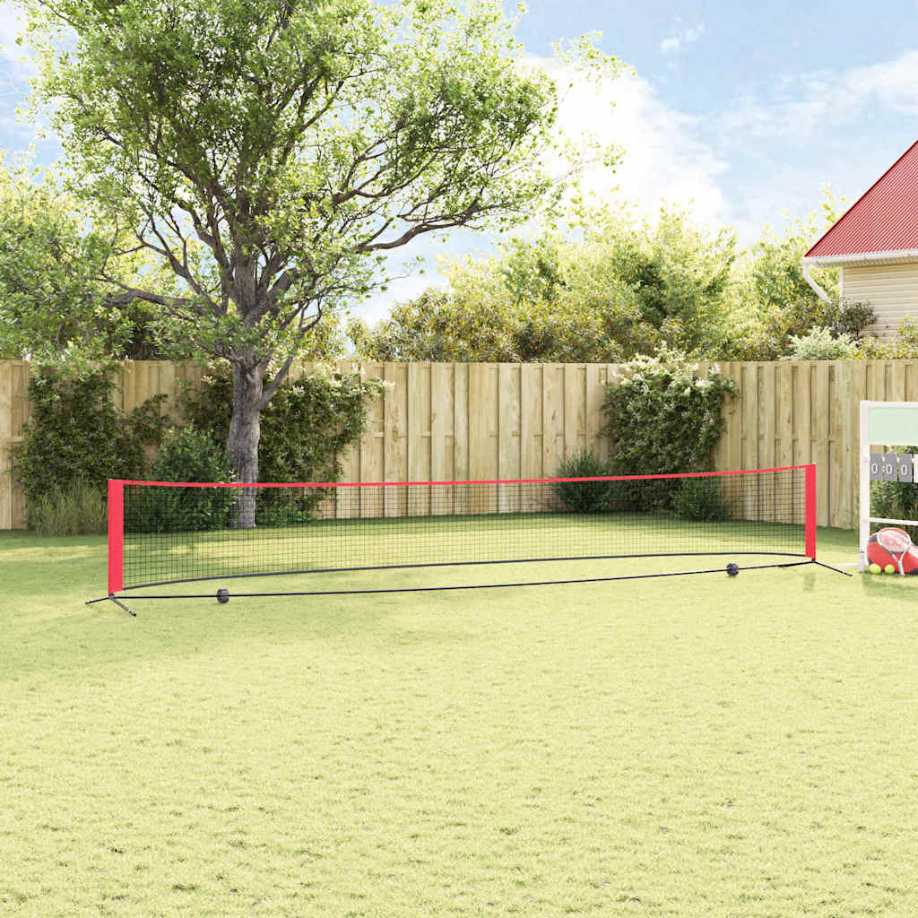 vidaXL Red de tenis Manual Negro y rojo 595 x 90.5 x 87 cm Poliéster - Image 3