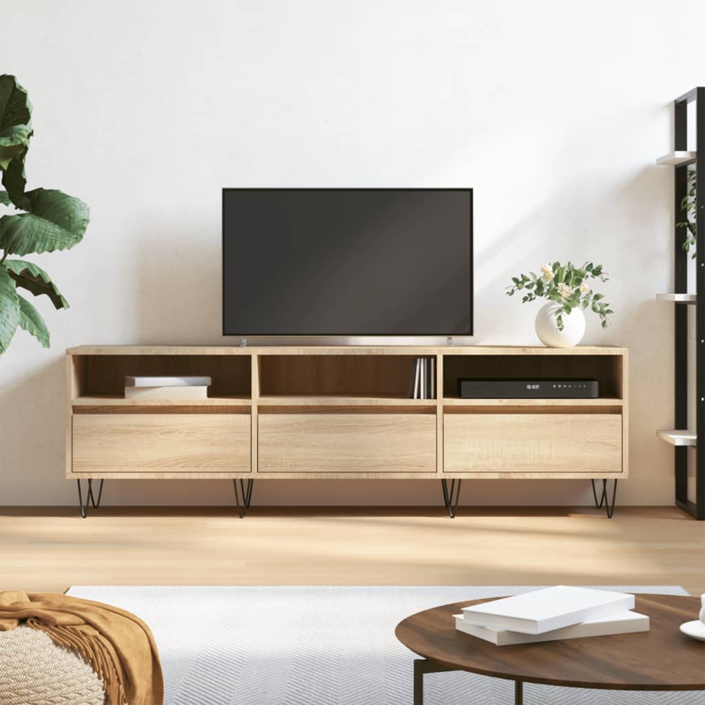vidaXL Mueble de TV madera contrachapada roble Sonoma 150x30x44,5 cm