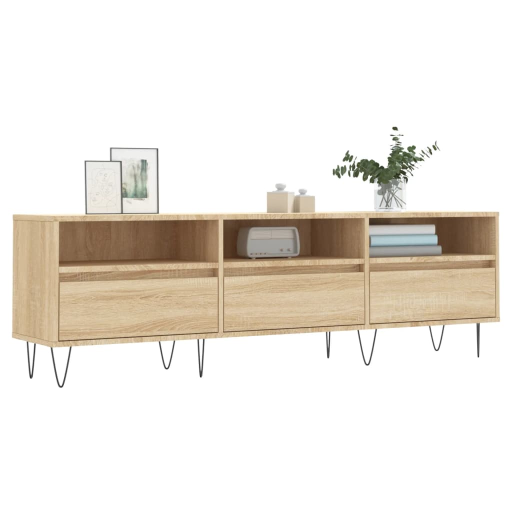 vidaXL Mueble de TV madera contrachapada roble Sonoma 150x30x44,5 cm - Image 3