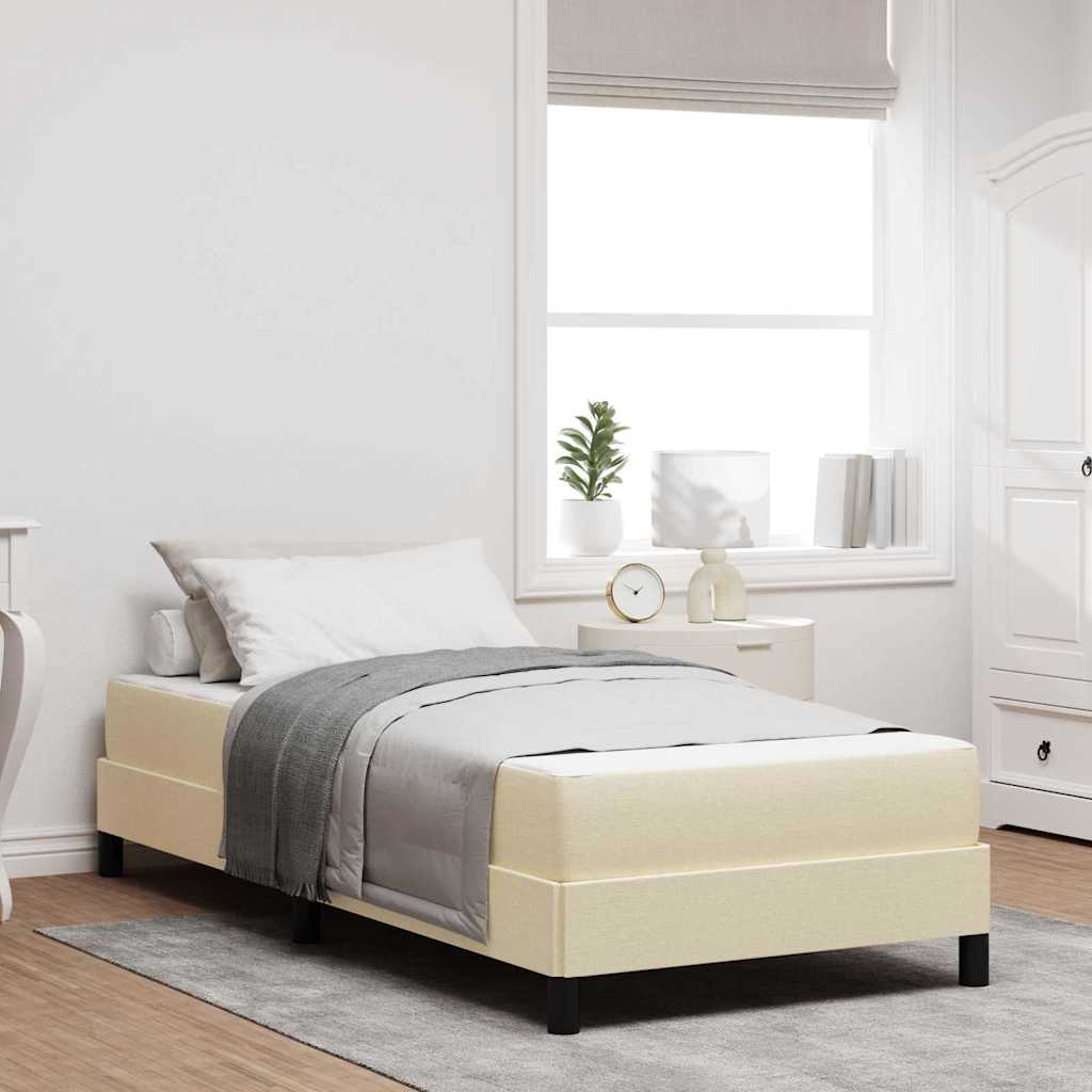 vidaXL Boxspringbett mit Matratze Creme 100 x 200 cm Stoff