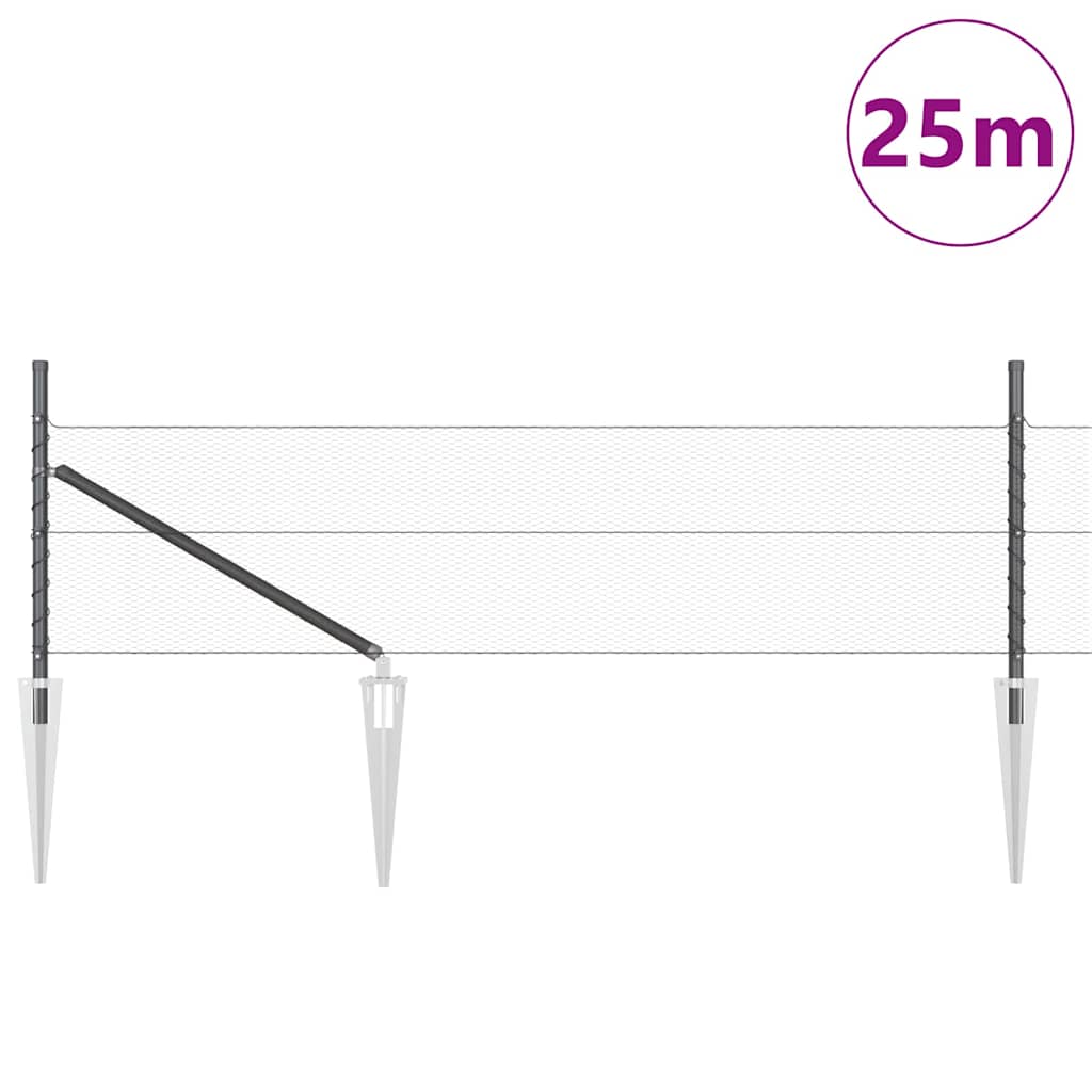 vidaXL Zaun mit Pfosten Grau 0,4 x 25 m PVC-beschichteter Stahl - Image 3