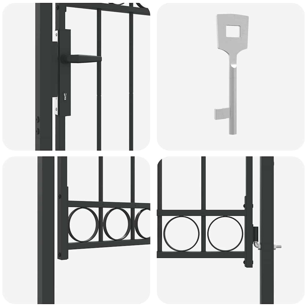 vidaXL Zauntor Grau 100 x 125 cm Pulverbeschichteter Stahl - Image 4