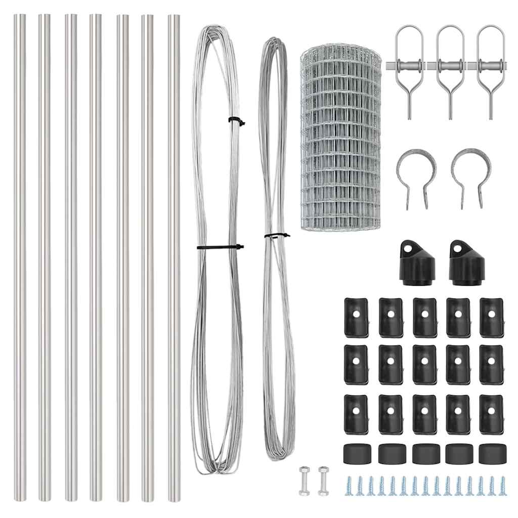 vidaXL Zaun mit Pfosten Grau 0,4 x 25 m Stahl - Image 5