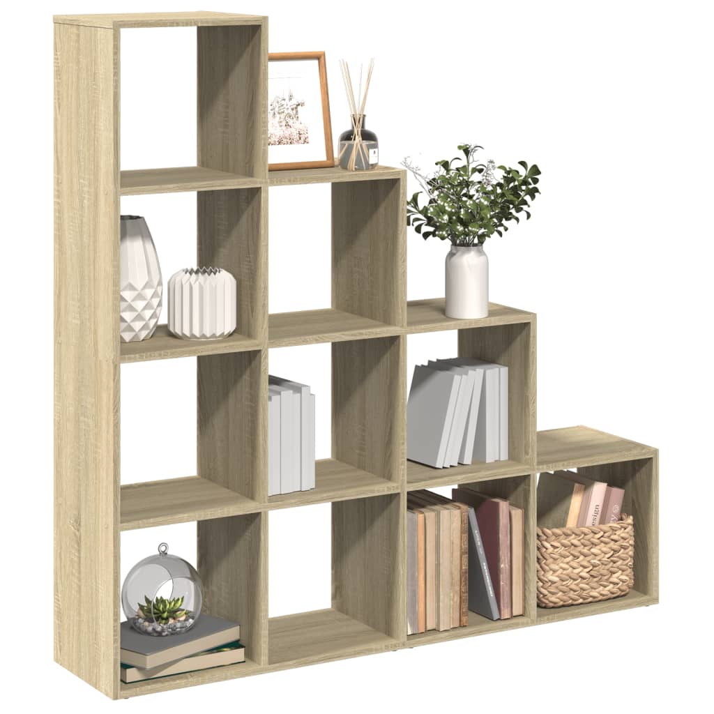 vidaXL Raumteiler-Bücherregal 4 Stufen Sonoma-Eiche 131,5x29x131,5 cm