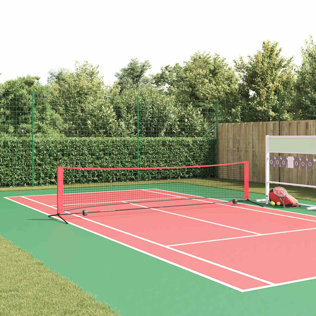 vidaXL Tennisnetz Schwarz und rot 396 x 92 x 87 cm Polyester