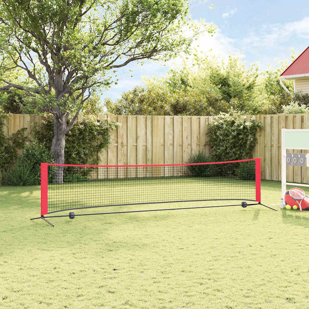vidaXL Tennisnetz Schwarz und rot 396 x 92 x 87 cm Polyester - Image 3