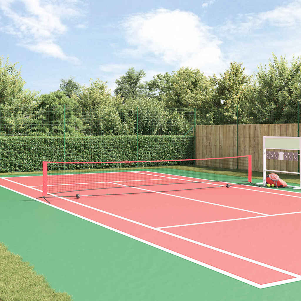 vidaXL Tennisnetz Schwarz und rot 595 x 90.5 x 87 cm Polyester