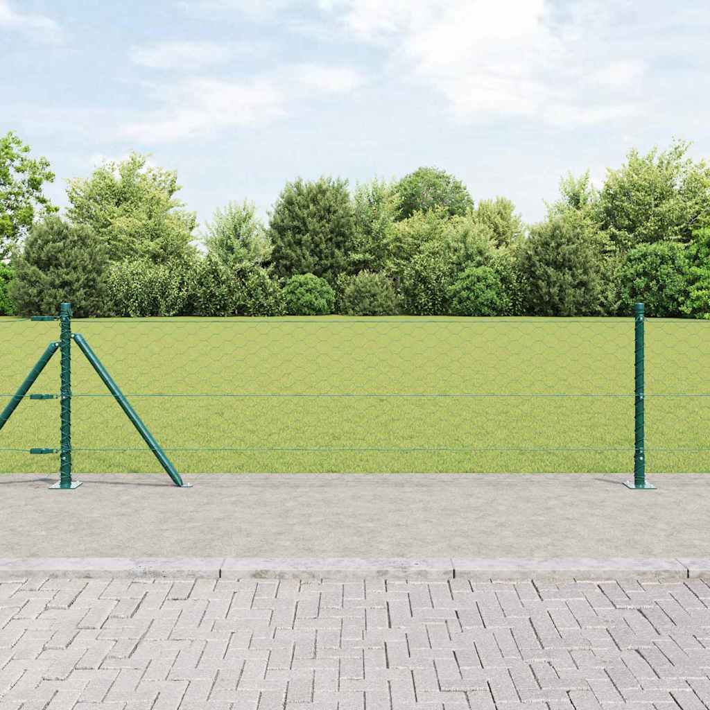 vidaXL Zaun mit Pfosten Grün 0,6 x 100 m PVC-beschichteter Stahl