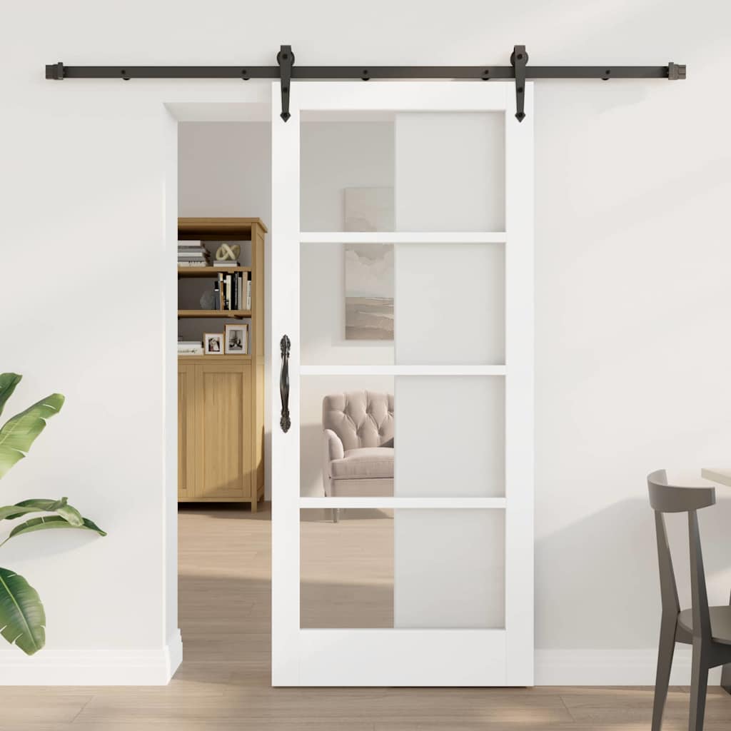 vidaXL Schiebetür Manuell Weiß 78 x 202 cm Holz und Metall