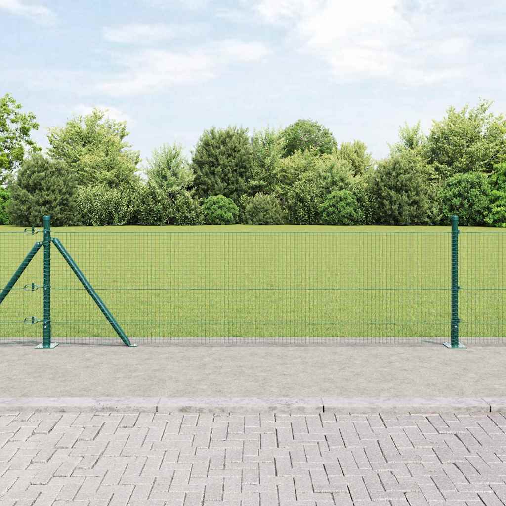 vidaXL Zaun mit Pfosten Grün 0,5 x 25 m Stahl